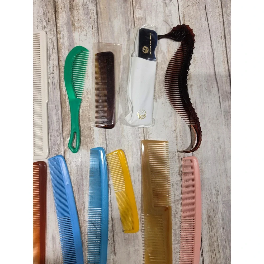 Vintage Hair Comb Lot Japan‎ Airlines JAL Seahorse Tortoiseshell Retro